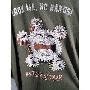 Automation canvas , large green , look mano , hands t shirt rocket on the back